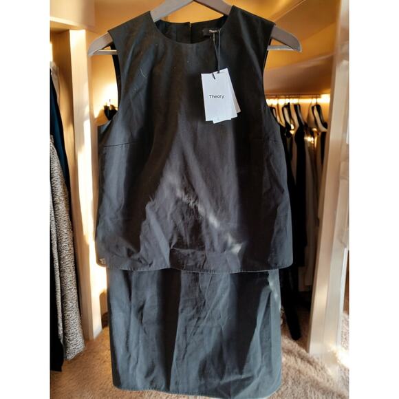 NWT - THEORY Women's Layered Cotton Shift Dress in Black Size: 2 - Picture 4 of 5